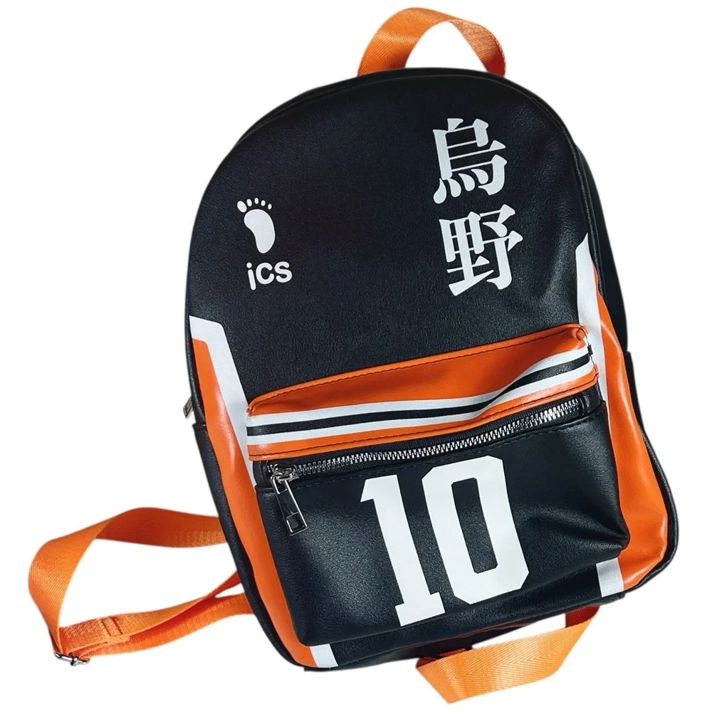 Haiku!! Volleyball Club Black and Orange Backpack with Number 10 Anime Sports‎